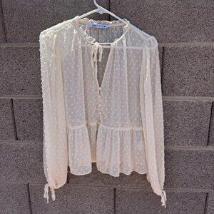 Zara Sheer White Blouse